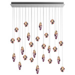 Fragments Linear Multi Light Pendant - Brushed Gold / Flamingo Mint Fragmentglass