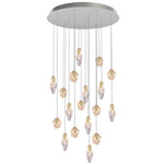 Fragments Round Multi Light Pendant - Brushed Gold / White Fragmentglass