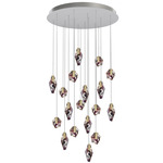 Fragments Round Multi Light Pendant - Brushed Gold / Black Fragmentglass