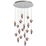 Fragments Round Multi Light Pendant - Brushed Gold / Flamingo Mint Fragmentglass