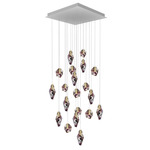 Fragments Square Multi Light Pendant - Brushed Gold / Black Fragmentglass