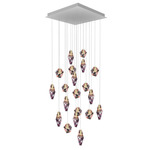 Fragments Square Multi Light Pendant - Brushed Gold / Flamingo Mint Fragmentglass