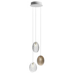 Mussels Round Multi Light Pendant - Brushed Gold / Clear and Smoke