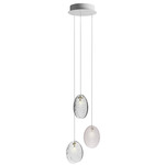 Mussels Round Multi Light Pendant - Brushed Gold / Clear and Alabaster