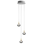 Stellar Dust Round Multi Light Pendant - Brushed Gold / Clear