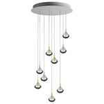 Stellar Dust Round Multi Light Pendant - Brushed Gold / Clear