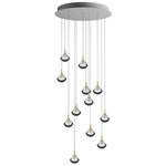 Stellar Dust Round Multi Light Pendant - Brushed Gold / Clear