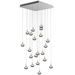 Stellar Dust Square Multi Light Pendant - Brushed Gold / Clear