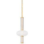 Corbin Pendant - Vintage Brass / Clear / White