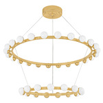 Linus Tier Chandelier - Vintage Brass / White