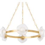 Almandine Chandelier - Vintage Gold Leaf / Alabaster