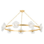 Almandine Chandelier - Vintage Gold Leaf / Alabaster