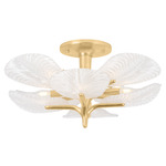 Kamal Semi Flush Ceiling Light - Vintage Gold Leaf / Clear