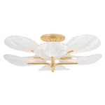 Kamal Semi Flush Ceiling Light - Vintage Gold Leaf / Clear