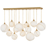 Skye Linear Cluster Chandelier - Heritage Brass / Opal