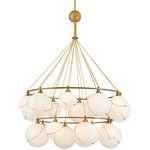 Skye Ring Chandelier - Heritage Brass / Opal