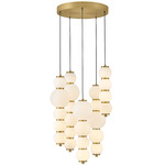 Trigo Chandelier - Lacquered Brass / Etched Opal