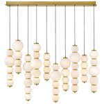 Trigo Linear Chandelier - Lacquered Brass / Etched Opal