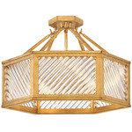 Sura Semi-Flush Ceiling Light - Distressed Brass / Clear