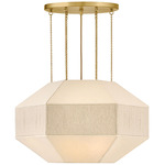 Lyla Convertible Chandelier - Lacquered Brass / Oatmeal Linen