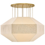 Lyla Chandelier - Lacquered Brass / Oatmeal Linen