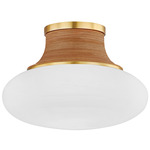 Pearl River Ceiling Flush Light - Aged Brass / Cloud