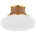 Pearl River Ceiling Flush Light - Aged Brass / Cloud