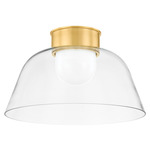 Lakeside Ceiling Flush Light - Aged Brass / Clear/ Opal