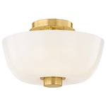 Dove Ceiling Flush Light - Aged Brass / Cloud