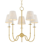 Amina Chandelier - Aged Brass / White Linen