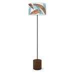 Banana Printed Drum Floor Lamp - Black / Walnut / Blue