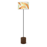 Banana Printed Drum Floor Lamp - Black / Walnut / Green