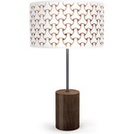 Basket Weave Drum Table Lamp - Black / Walnut / Brown