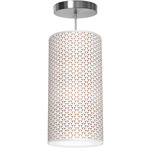 Basket Weave Column Pendant - Brushed Nickel / Brown