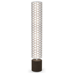 Basket Weave Column Floor Lamp - White / Walnut / Brown