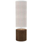 Basket Weave Column Table Lamp - White / Walnut / Brown