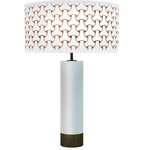 Basket Weave Thad Table Lamp - White / Walnut / Brown