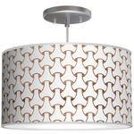 Basket Weave Drum Pendant - Brushed Nickel / Brown