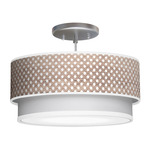 Coin Double Tiered Pendant - Brushed Nickel / Brown