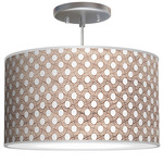 Coin Drum Pendant - Brushed Nickel / Brown