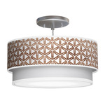 Cubist Double Tiered Pendant - Brushed Nickel / Brown