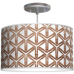 Cubist Drum Pendant - Brushed Nickel / Brown