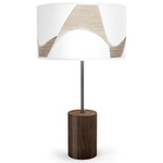 Wave Drum Table Lamp - Black / Walnut / Brown