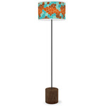 Geode Drum Floor Lamp - Black / Walnut / Geode Blue