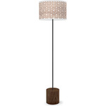 Hexagon Drum Floor Lamp - Black / Walnut / Brown