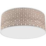 Hexagon Drum Ceiling Light - Brushed Nickel / Brown
