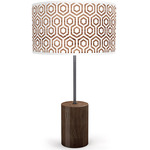 Hexagon Drum Table Lamp - Black / Walnut / Brown