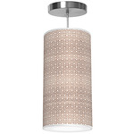 Hexagon Column Pendant - Brushed Nickel / Brown
