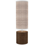 Hexagon Column Table Lamp - White / Walnut / Brown