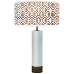 Hexagon Thad Table Lamp - White / Walnut / Brown